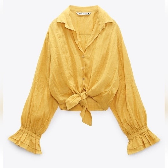 ZARA * Set Maxi Long  Ramie Boho Skirt and Knotted Shirt - Picture 15 of 16